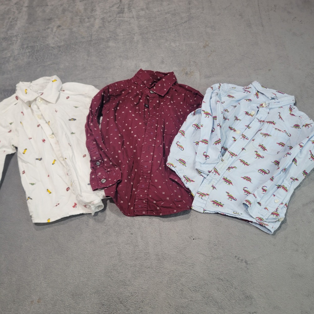 Carters Childrens Place Boys 3T Multicolor Dinosaur Geometric Button Down Lot 3